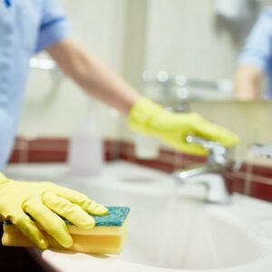 Cleaning sink with sponge